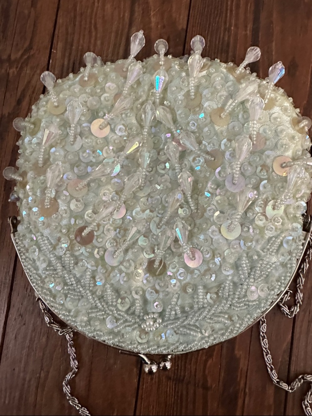 Iridescent Teardrop Beaded Sequin Evening Clutch - Picture 5 of 6